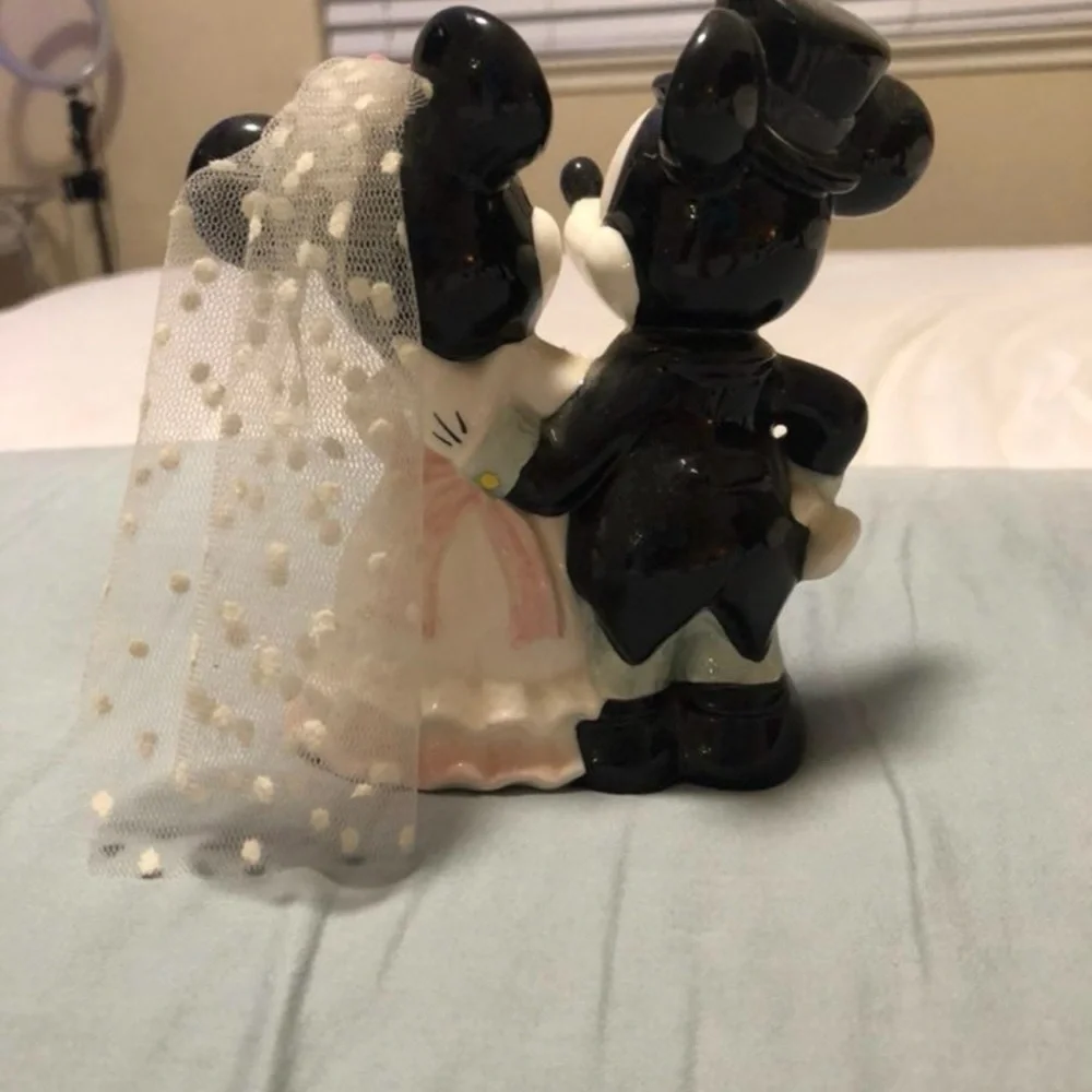 Disney Wedding Cake Topper - Black, White, Pink, and Green